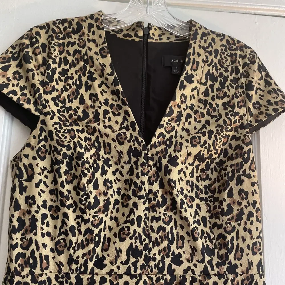 J Crew Leopard Print Dress AK630 Size 8